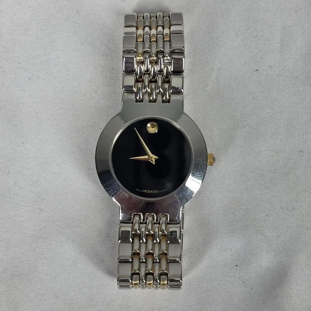 MOVADO MUSEUM TWO‑TONE QUARTZ WATCH – VINTAGE 90'S – 34MM – SAPPHIRE CRYSTAL - Picture 11 of 13